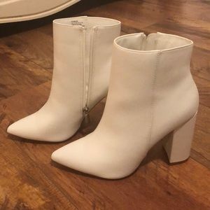 Just Fab White Pointed Booties